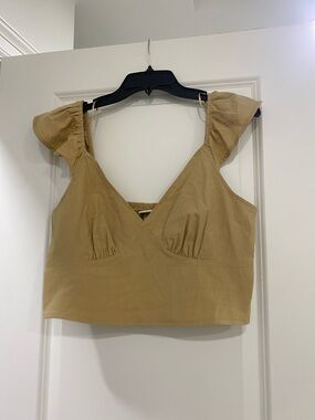 a new day Mustard Ruffle Strap V-Neck Crop Top